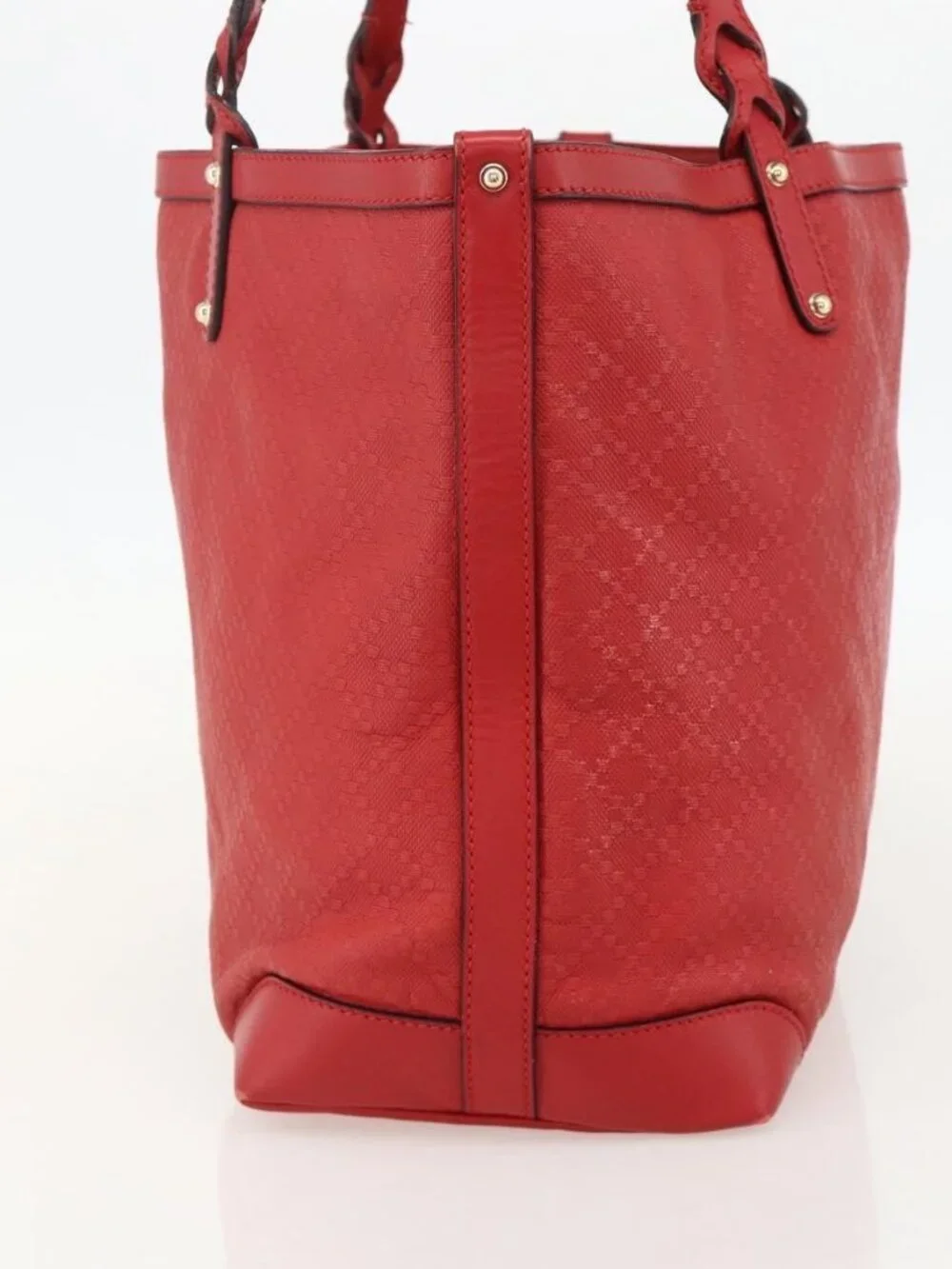 GUCCI Diamante Tote Bag PVC Red Gold 247209 Auth 175652